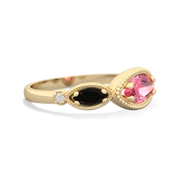 Lab Pink Sapphire Milgrain Marquise 14K Yellow Gold ring R5700