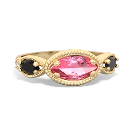 Lab Pink Sapphire Milgrain Marquise 14K Yellow Gold ring R5700