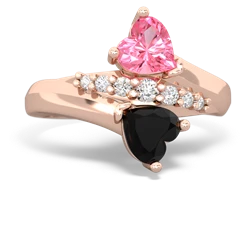 Lab Pink Sapphire Heart To Heart 14K Rose Gold ring R2064