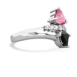 Lab Pink Sapphire Heart To Heart 14K White Gold ring R2064