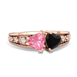 Lab Pink Sapphire Heart To Heart 14K Rose Gold ring R3342