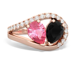 Lab Pink Sapphire Nestled Heart Keepsake 14K Rose Gold ring R5650