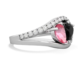Lab Pink Sapphire Nestled Heart Keepsake 14K White Gold ring R5650