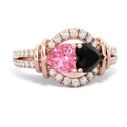 Lab Pink Sapphire Art-Deco Keepsake 14K Rose Gold ring R5630