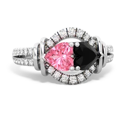 Lab Pink Sapphire Art-Deco Keepsake 14K White Gold ring R5630