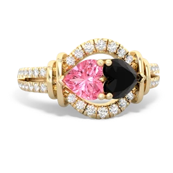 Lab Pink Sapphire Art-Deco Keepsake 14K Yellow Gold ring R5630