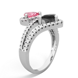 Lab Pink Sapphire Diamond Dazzler 14K White Gold ring R3000