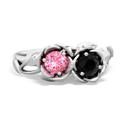 Lab Pink Sapphire Rose Garden 14K White Gold ring R5510