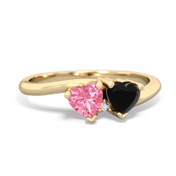 Lab Pink Sapphire Sweethearts 14K Yellow Gold ring R5260