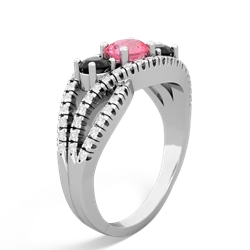Lab Pink Sapphire Three Stone Aurora 14K White Gold ring R3080