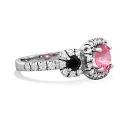 Lab Pink Sapphire Regal Halo 14K White Gold ring R5350