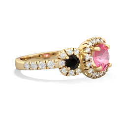 Lab Pink Sapphire Regal Halo 14K Yellow Gold ring R5350