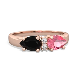 Lab Pink Sapphire Pear Bowtie 14K Rose Gold ring R0865
