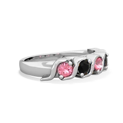 Lab Pink Sapphire Anniversary Band 14K White Gold ring R2089