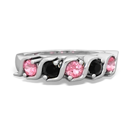 Lab Pink Sapphire Anniversary Band 14K White Gold ring R2089