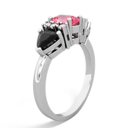 Lab Pink Sapphire Antique Style Three Stone 14K White Gold ring R2186