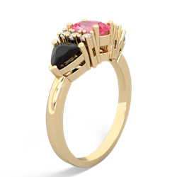 Lab Pink Sapphire Antique Style Three Stone 14K Yellow Gold ring R2186