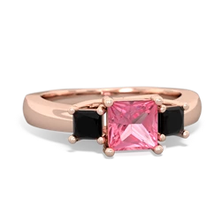 Lab Pink Sapphire Three Stone Trellis 14K Rose Gold ring R4015