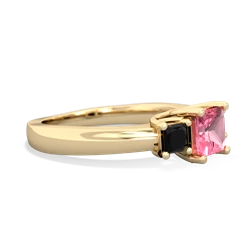 Lab Pink Sapphire Three Stone Trellis 14K Yellow Gold ring R4015