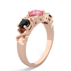 Lab Pink Sapphire Hugs And Kisses 14K Rose Gold ring R5016