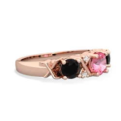 Lab Pink Sapphire Hugs And Kisses 14K Rose Gold ring R5016