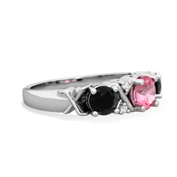 Lab Pink Sapphire Hugs And Kisses 14K White Gold ring R5016