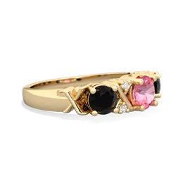 Lab Pink Sapphire Hugs And Kisses 14K Yellow Gold ring R5016