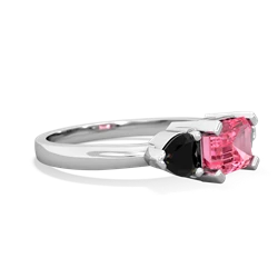 Lab Pink Sapphire Three Stone 14K White Gold ring R5235