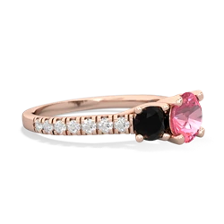 Lab Pink Sapphire Pave Trellis 14K Rose Gold ring R5500