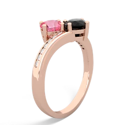 Lab Pink Sapphire Channel Set Two Stone 14K Rose Gold ring R5303