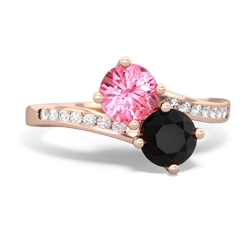 Lab Pink Sapphire Channel Set Two Stone 14K Rose Gold ring R5303