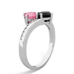 Lab Pink Sapphire Channel Set Two Stone 14K White Gold ring R5303