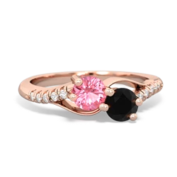 Lab Pink Sapphire Infinity Pave Two Stone 14K Rose Gold ring R5285