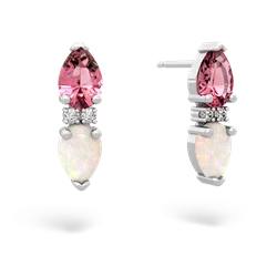 Lab Pink Sapphire Bowtie Drop 14K White Gold earrings E0865