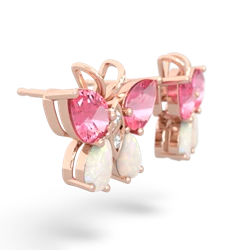 Lab Pink Sapphire Butterfly 14K Rose Gold earrings E2215