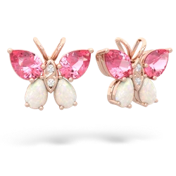 Lab Pink Sapphire Butterfly 14K Rose Gold earrings E2215