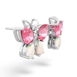 Lab Pink Sapphire Butterfly 14K White Gold earrings E2215