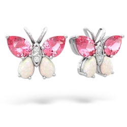 Lab Pink Sapphire Butterfly 14K White Gold earrings E2215