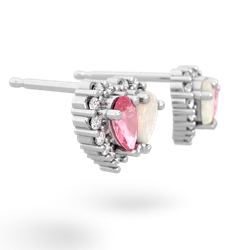 Lab Pink Sapphire Halo 14K White Gold earrings E7008