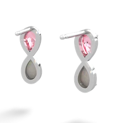 Lab Pink Sapphire Infinity 14K White Gold earrings E5050