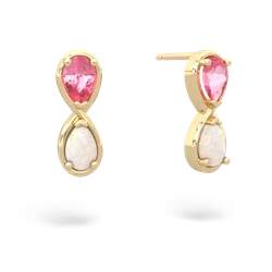 Lab Pink Sapphire Infinity 14K Yellow Gold earrings E5050