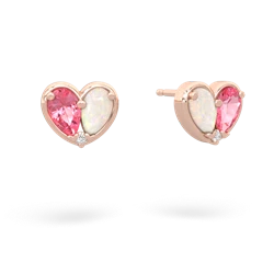 Lab Pink Sapphire 'Our Heart' 14K Rose Gold earrings E5072