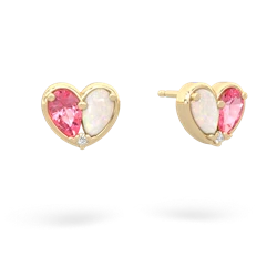 Lab Pink Sapphire 'Our Heart' 14K Yellow Gold earrings E5072