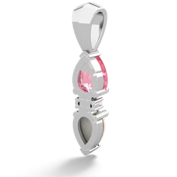 Lab Pink Sapphire Bowtie Drop 14K White Gold pendant P0865