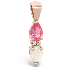 Lab Pink Sapphire Bowtie Drop 14K Rose Gold pendant P0865