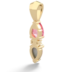 Lab Pink Sapphire Bowtie Drop 14K Yellow Gold pendant P0865