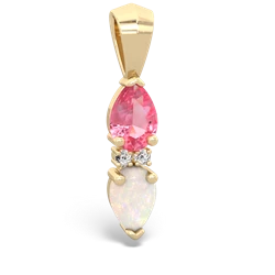 Lab Pink Sapphire Bowtie Drop 14K Yellow Gold pendant P0865