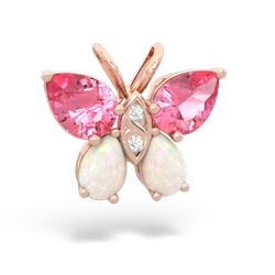 Lab Pink Sapphire Butterfly 14K Rose Gold pendant P2215