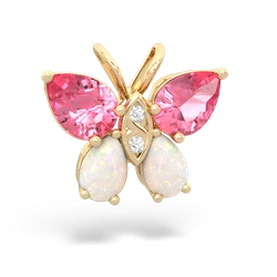 Lab Pink Sapphire Butterfly 14K Yellow Gold pendant P2215