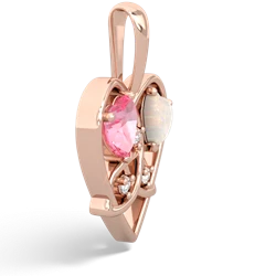 Lab Pink Sapphire Celtic Trinity Heart 14K Rose Gold pendant P5331